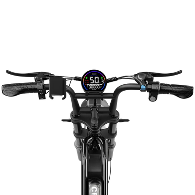 DEEPOWER S20 electric bike handlebar with digital display, controller buttons, and ergonomic grips